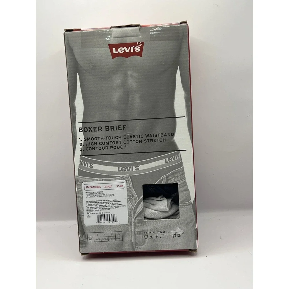 Levis Mens Boxer Briefs‎ 4-Pack Medium Underwear Cotton Stretch Colors Assorted